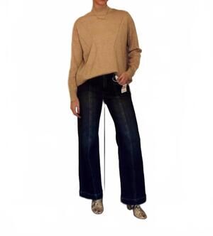 NEW FATE harper mockneck sweater in camel